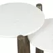 Monterey White and Antique Gold Round Marble Top Nesting Table Set of 2