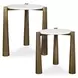 Monterey White and Antique Gold Round Marble Top Nesting Table Set of 2