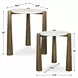 Monterey White and Antique Gold Round Marble Top Nesting Table Set of 2