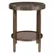 Belmont Antique Brass and Dark Brown Round Marble Top Accent Table
