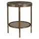 Belmont Antique Brass and Dark Brown Round Marble Top Accent Table