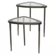 Millar Antique Brass Triangular Glass Top Nesting Table Set of 2