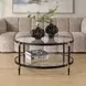 Somerset Black and Gold Round Glass Top Coffee Table