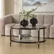 Somerset Black and Gold Round Glass Top Coffee Table