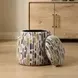 Hamilton White and Gray Upholstered Round Storage Ottoman