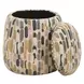 Hamilton White and Gray Upholstered Round Storage Ottoman
