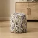 Hamilton White and Gray Upholstered Round Storage Ottoman