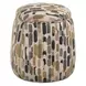 Hamilton White and Gray Upholstered Round Storage Ottoman