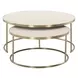 Aragon Brass and White Round Nesting Coffee Table Set of 2