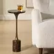 Karnes Black and Bronze Round Marble Top Drink Table