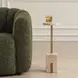 Hamilton Beige and Brass Oval Travertine Top Accent Table