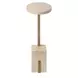 Hamilton Beige and Brass Oval Travertine Top Accent Table