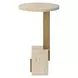 Hamilton Beige and Brass Oval Travertine Top Accent Table