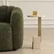 Hamilton Beige and Brass Oval Travertine Top Accent Table