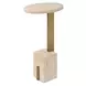 Hamilton Beige and Brass Oval Travertine Top Accent Table