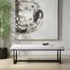 Midas White and Bronze Upholstered Long Accent Bench