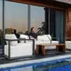 Carlisle Oyster White and Java Black Upholstered Outdoor Lounge Chair