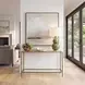 Monterey White and Antique Brass Rectangular Marble Top Console Table