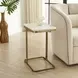 Tylan White and Warm Brass Rectangular Marble Top Accent Table