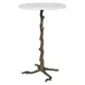 Prescott White and Antique Brass Round Marble Top Accent Table