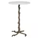 Prescott White and Antique Brass Round Marble Top Accent Table
