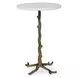 Prescott White and Antique Brass Round Marble Top Accent Table