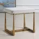 Midas White and Gold Upholstered Small Accent Bench
