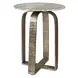 Belmont Antique Champagne and Brown Outdoor Round Marble Top Side Table