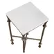 Somerset Antique Brass and White Square Marble Top Accent Table