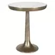 Carlisle Antique Brass and White Round Marble Top Side Table