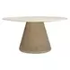 Kingsley White and Cerused Wheat Outdoor 60" Round Concrete Top Dining Table