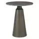 Oakley Antique Bronze and Brown Outdoor Round Travertine Top Accent Table
