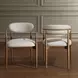 Alden Off White and Walnut Upholstered Dining Arm Chair