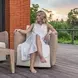 Kingsley Oyster White Upholstered Outdoor Swivel Lounge Chair