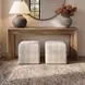 Fairmont Porcelain Plaid Upholstered Square Ottoman