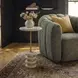 Oakley Brushed Brass and White Round Travertine Top Drink Table