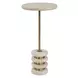 Oakley Brushed Brass and White Round Travertine Top Drink Table