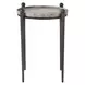 Somerset Dark Bronze and Titanium Round Travertine Top Accent Table
