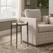 Somerset Dark Bronze and Titanium Round Travertine Top Accent Table