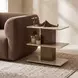 Riverton Brass and Brown Rectangular Travertine Top Accent Table