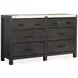 Plum Creek Ravenwood Black and White 6 Drawer Marble Top Dresser with Rectangular Mirror