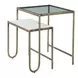 Sonoma White and Gold Rectangular Glass Top Nesting Side Table