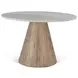 Caldera Light Oak and White Travertine Top 48" Round Dining Table