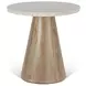 Caldera Light Oak and White Travertine Top Round Side Table
