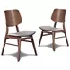 Oscar Walnut and Gray 42" Round Glass Top Dining Set with 4 Cushion Chairs