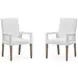 Lindon White Upholstered Arm Chair Set of 2