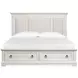 Crownfall Whisper White and Cerused Nutmeg Queen Upholstered Storage Panel Bed