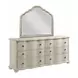 Cambric Creme 6 Drawer Helene Dresser with Arched Serpentine Mirror