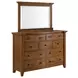 Joseph Chestnut 9 Drawer Dresser and Rectangular Mirror