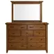 Joseph Chestnut 9 Drawer Dresser and Rectangular Mirror